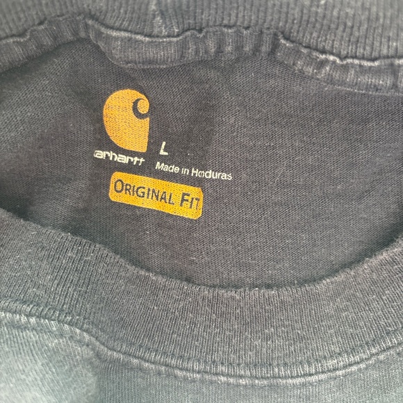 Carhartt Large Navy Original Fit Pocket T-Shirt Workwear Tee - Picture 3 of 4